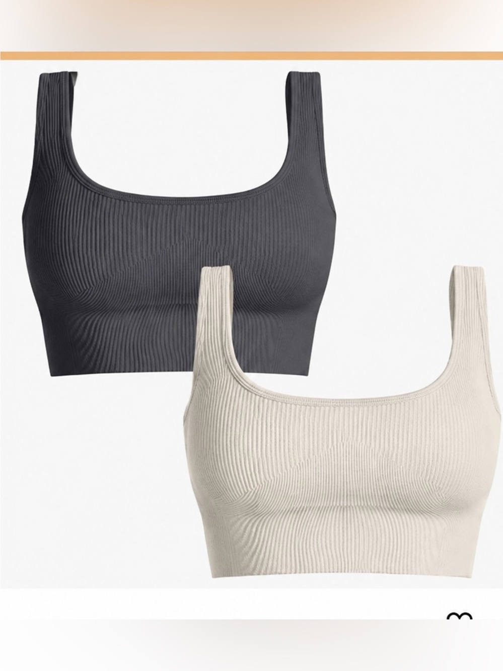 GQQ Ribbed Seamless Longline Sports Bra Tank Bundle (2) White & Grey Size M